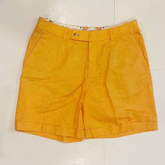 NWT Peter Millar Womens size 6 Linen Golf Shorts $125.00 Orange - Picture 1 of 6